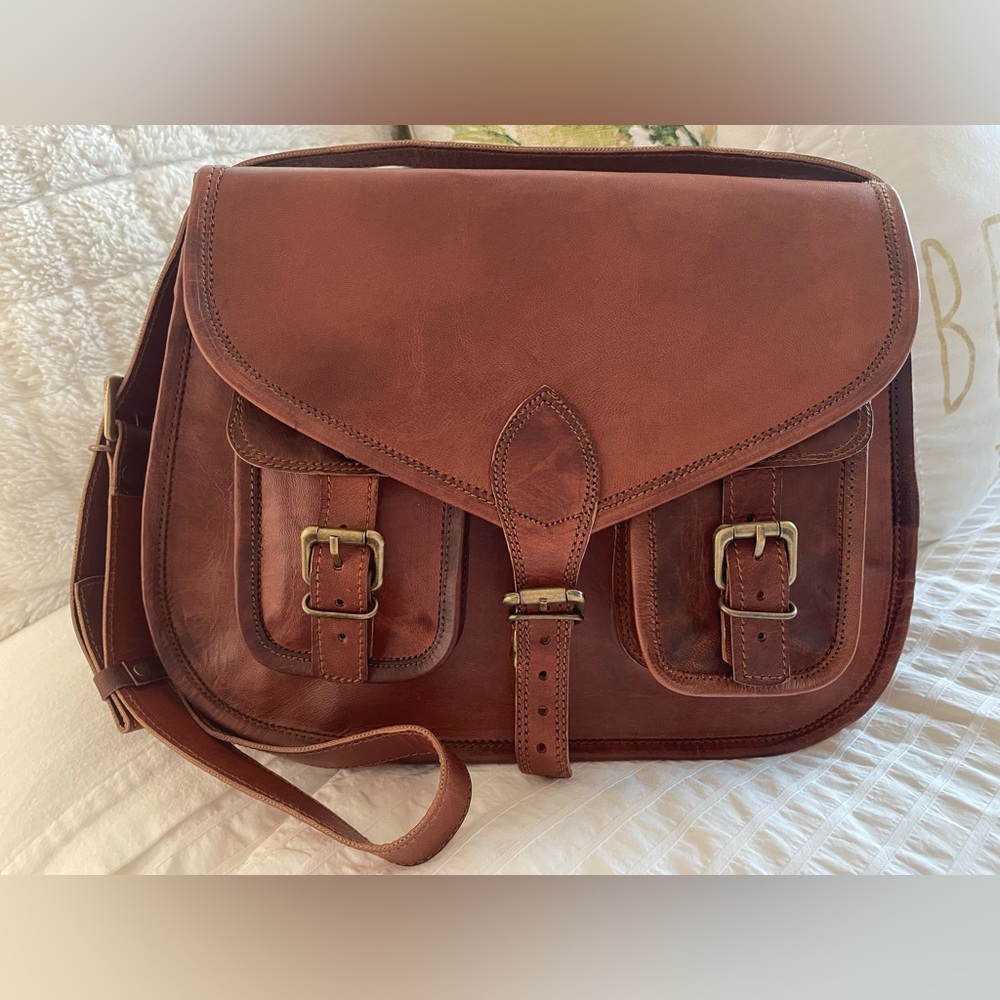 Quality buck hide LEATHER Bohemian Sachel messenger bag